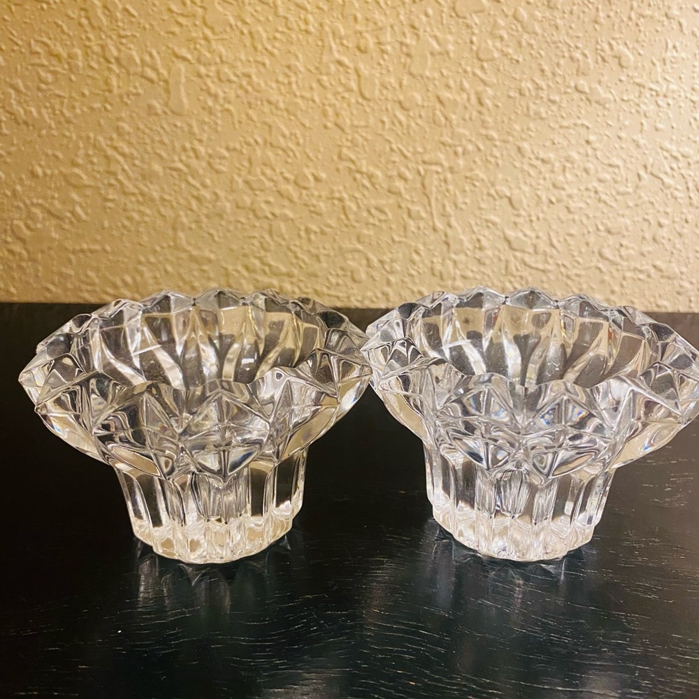 Glass Candle holders, pair
